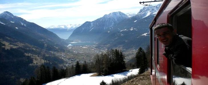 Veduta panoramica da Alp Grm col trenino rosso